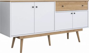 Aparador "Noce" - Nogueira e Branco - 180x87.6x45cm - Design Moderno