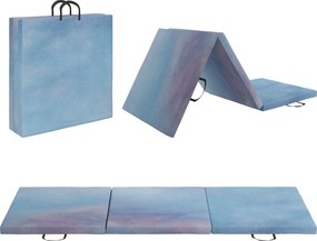 Tapete de Ginástica Dobrável com Espessura de 5 cm Tapete de Exercício 180x60x5 cm com Alças de Transporte Azul Degradê