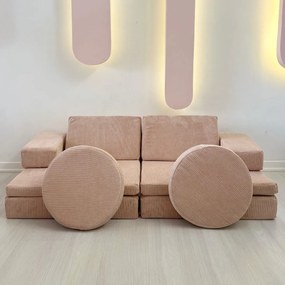 Sofá-Cama de 2 Lugares Puzzle – Rosa – 140x46x70 cm