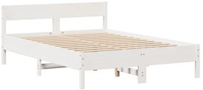 Cama sem colchão 160x200 cm madeira de pinho maciça branco