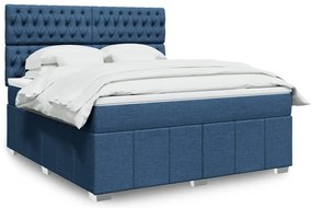 Cama com molas/colchão 180x200 cm tecido azul