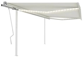 Toldo retrátil manual com luzes LED 4x3 m cor creme