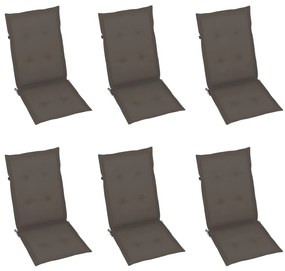 Cadeiras de jardim dobráveis c/ almofadões 6 pcs acácia maciça