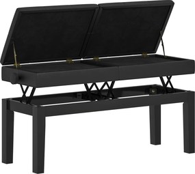 Banco de piano com altura ajustável, banco de piano com espaço de arrumação, banco estofado para teclado, preto