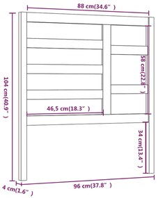 Cabeceira de cama 96x4x104 cm pinho maciço cinzento
