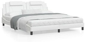 Estrutura cama c/ cabeceira 180x200 cm couro artificial branco