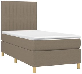 Cama box spring + colchão/LED 80x200cm tecido cinza-acastanhado