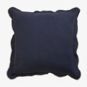 Almofada Quadrada 45x45 Cm Em Algodão Kovey Branco - Azul-marinho - Sklum