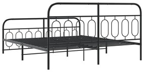 Estrutura de cama com cabeceira e pés 160x200 cm metal preto