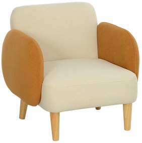 HOMCOM Poltrona Sala de Estar Poltrona para Dormitório com Apoio para os Braços e Pés de Madeira 72x87x82 cm Bege e Ocre | Aosom Portugal