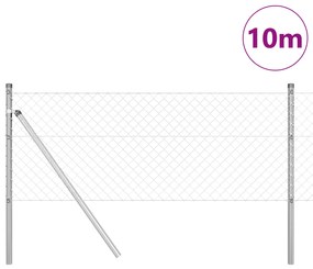 Cerca de Cadeia com 7 Postes 0.4x10 m Aço Galvanizado