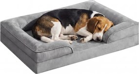 Cama ortopédica para cães L 89 x 63 x 16 cm, capa removível, bordas mais altas, antiderrapante, lavável, cama para animais de estimação, cinzento clar