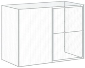 Casota cães c/ parque 214x457x181 cm aço galvaniz. cinza-claro