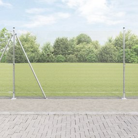 vidaXL Cerca de Arame Soldado com 13 Postes Flangeados 1,5x25 m Aço Galvanizado