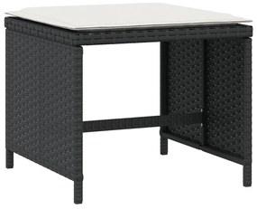Bancos de jardim com almofadões 4 pcs 41x41x36 cm vime PE preto