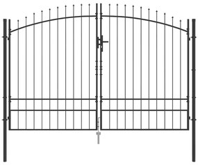 Portão de Jardim com Topo de Lança Duplo Cinza 200x300 cm Aço