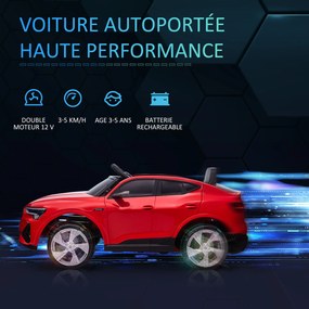 Carro elétrico infantil com licença Audi e-tron Sportback, de 12 V, vermelho