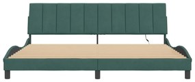 Estrutura de cama c/ luzes LED 200x200 cm veludo verde-escuro