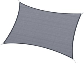 Outsunny Vela de Sombra Retangular 4x6 m Toldo Vela de HDPE com Anéis de Aço Inoxidável e Cordas para Jardim Pátio Cinza