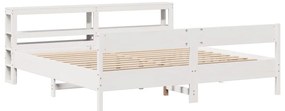 Cama sem colchão 200x200 cm madeira de pinho maciça branco