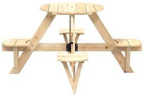 Mesa piquenique redonda p/ 4 crianças madeira de abeto maciça