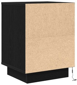 Mesas cabeceira c/ luzes LED 2 pcs 38x34x50 cm preto