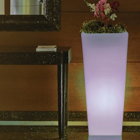VASO ALTO MELISA 50 (110 CM)  COM LUZ LED RGB SOLAR + BATERIA RECARREGÁVEL HOTEL, CASA, JARDIM, RESTAURANTE, BAR