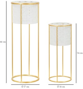 CONJUNTO DE 2 VASOS BRANCO E DOURADO Ø 17X46-14X34 CM (PLANTAS NÃO INCLUIDAS)