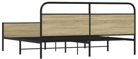 Estrutura de cama sem colchão 180x200cm metal carvalho sonoma