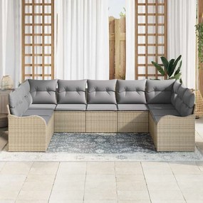 Conjunto de Sofá de Jardim de 9 Peças com Almofadas em Rattan Poliéste