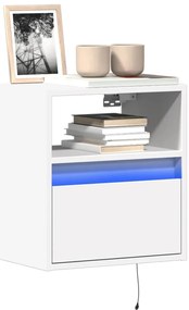 Móveis de parede p/ TV com luzes LED 2 pcs 41x31x45 cm branco