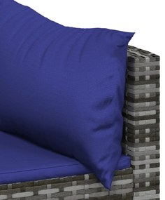 4 pcs conjunto lounge de jardim c/ almofadões vime PE cinzento