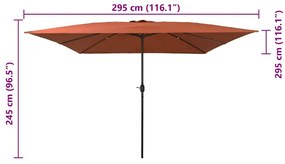 Guarda-sóis e Sombrinhas VidaXL Terracota Poliéster, Metal Grande