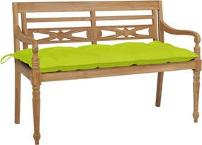 vidaXL Banco Batávia c/ almofadão verde brilhante 120 cm teca maciça
