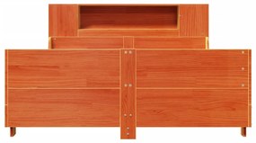 Cama sem colchão 150x200 cm madeira pinho maciça castanho-mel