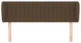 Cabeceira de cama c/ abas tecido 147x23x78/88cm castanho-escuro
