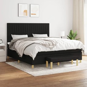 vidaXL Cama com molas/colchão 160x200 cm tecido preto