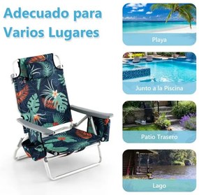 Conjunto de 2 cadeiras reclináveis de exterior com estrutura de alumínio e mesa de jardim, piscina campismo, praia dobraveis Multicolor