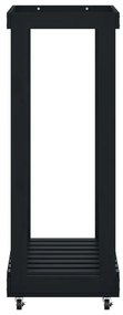 Suporte de lenha c/ rodas 76,5x40x108 cm pinho maciço preto