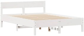 Cama sem colchão 140x200 cm madeira de pinho maciça branco