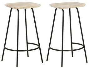 vidaXL Bancos de bar 2 pcs madeira de mangueira maciça