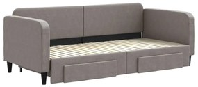 Sofá-cama c/ gavetão/gavetas 90x200 cm tecido cinza-acastanhado