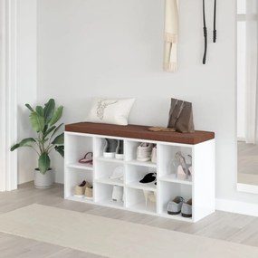 Banco sapateira 103x30x48 cm derivados madeira branco brilhante