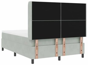 Cama Box Spring com Colchão vidaXL Cinza Claro 140x190 cm Veludo