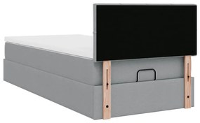 Estrutura cama otomana colchão 90x190 cm tecido cinzento claro