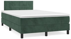Cama boxspring com colchão 120x190 cm veludo verde-escuro