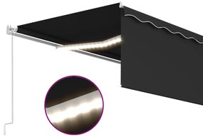 Toldo retrátil manual com estore/LED 5x3 m antracite