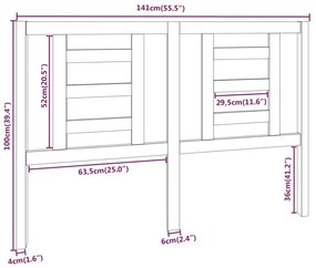 Cabeceira de cama 141x4x100 cm pinho maciço branco