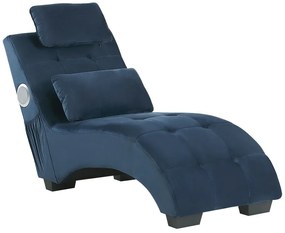 Chaise-longue em veludo azul escuro com coluna Bluetooth e porta USB SIMORRE Beliani