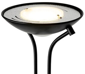 Candeeiro de pé moderno preto com luz de leitura incl. LED dim to warm - Diva